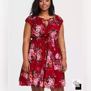 Torrid Red Floral Challis Dress‎